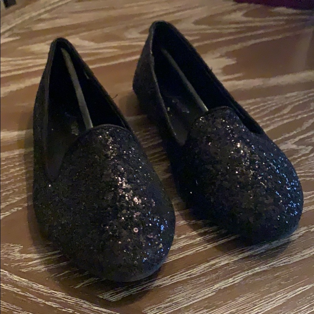 Black glitter flats
